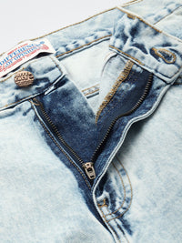 Difference of Opinion Men Loose Relaxed Fit Slash Knee Heavy Fade Jeans