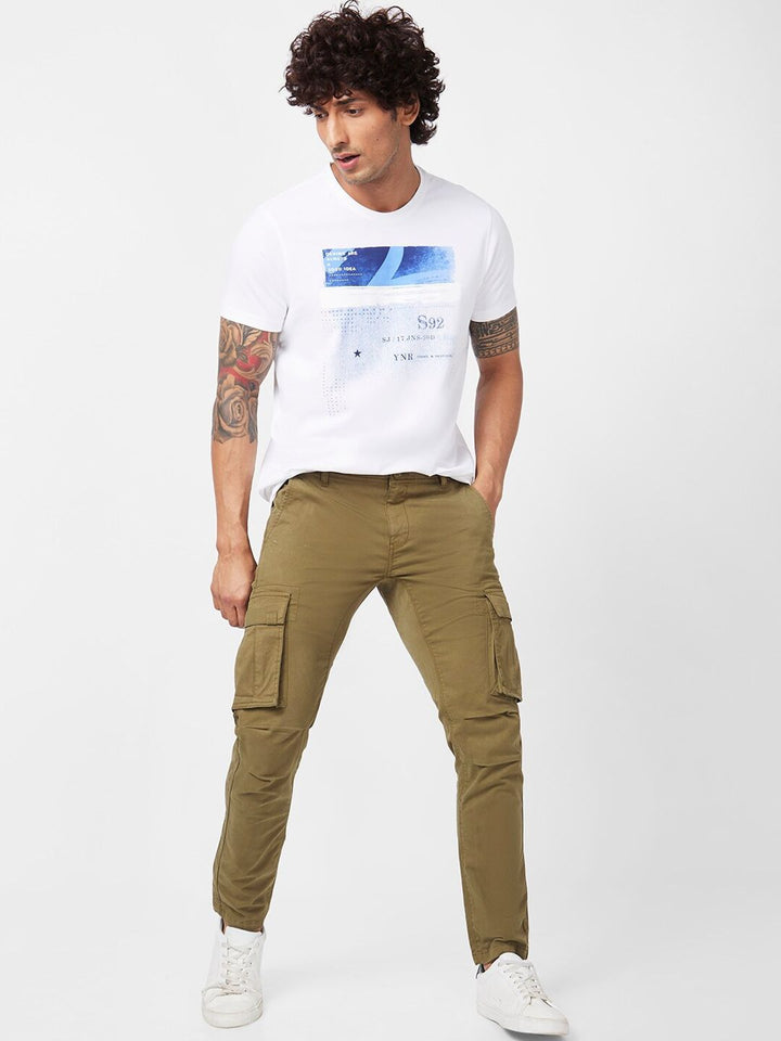 SPYKAR Men Tapered Fit Mid Rise Cotton Cargos