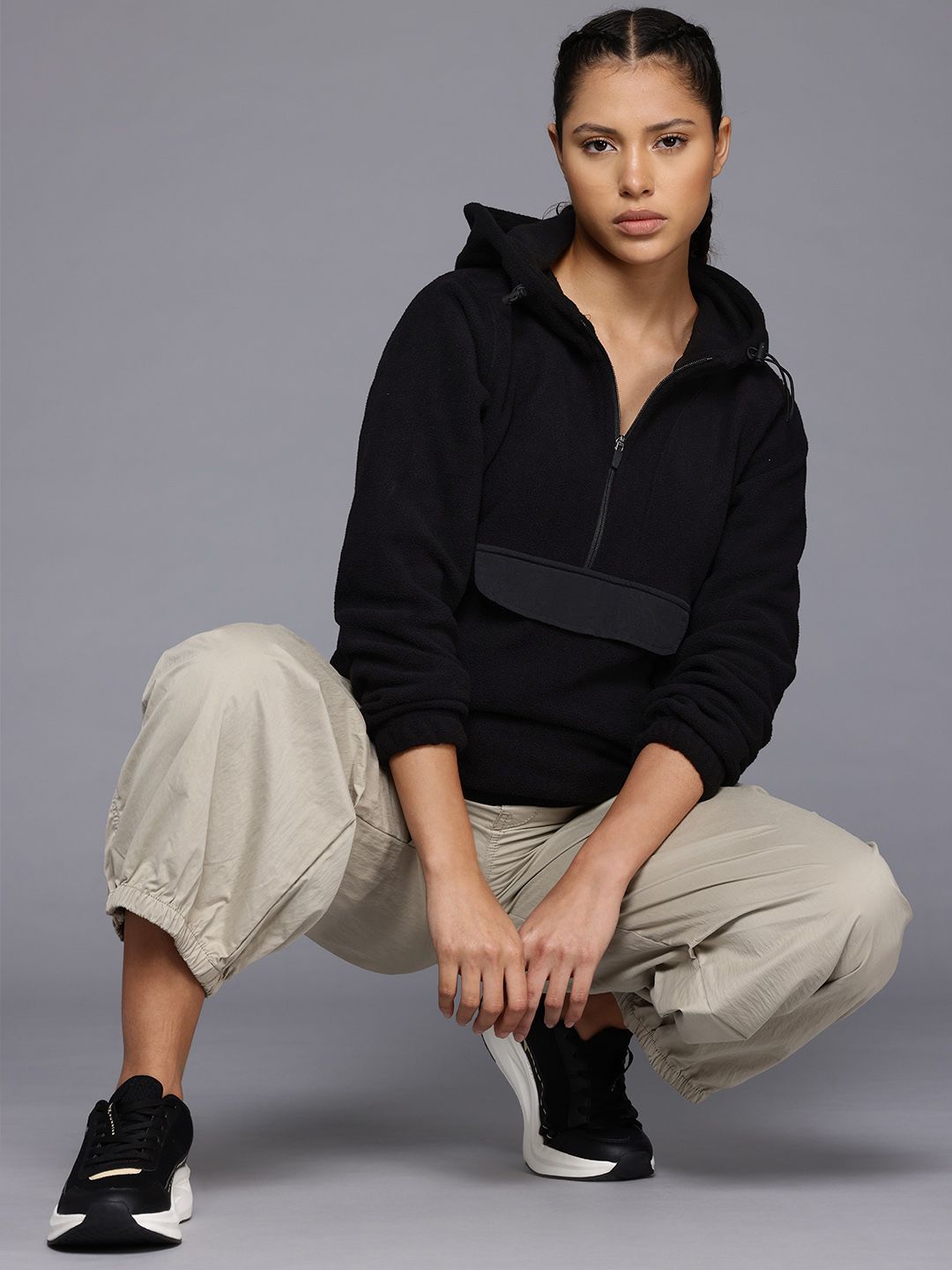 HRX by Hrithik Roshan Hooded Half-Zipper Sweatshirt