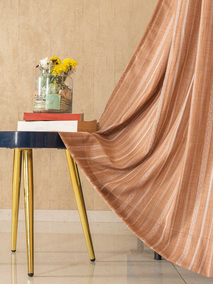 URBAN SPACE Pink 2 Pieces Striped Sheer Window Curtain