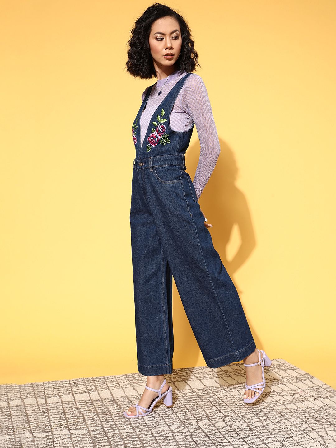 SASSAFRAS Women Stunning Blue Printed Joyful Jumpsuit