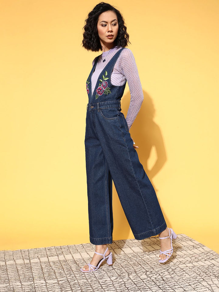 SASSAFRAS Women Stunning Blue Printed Joyful Jumpsuit