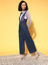 SASSAFRAS Women Stunning Blue Printed Joyful Jumpsuit