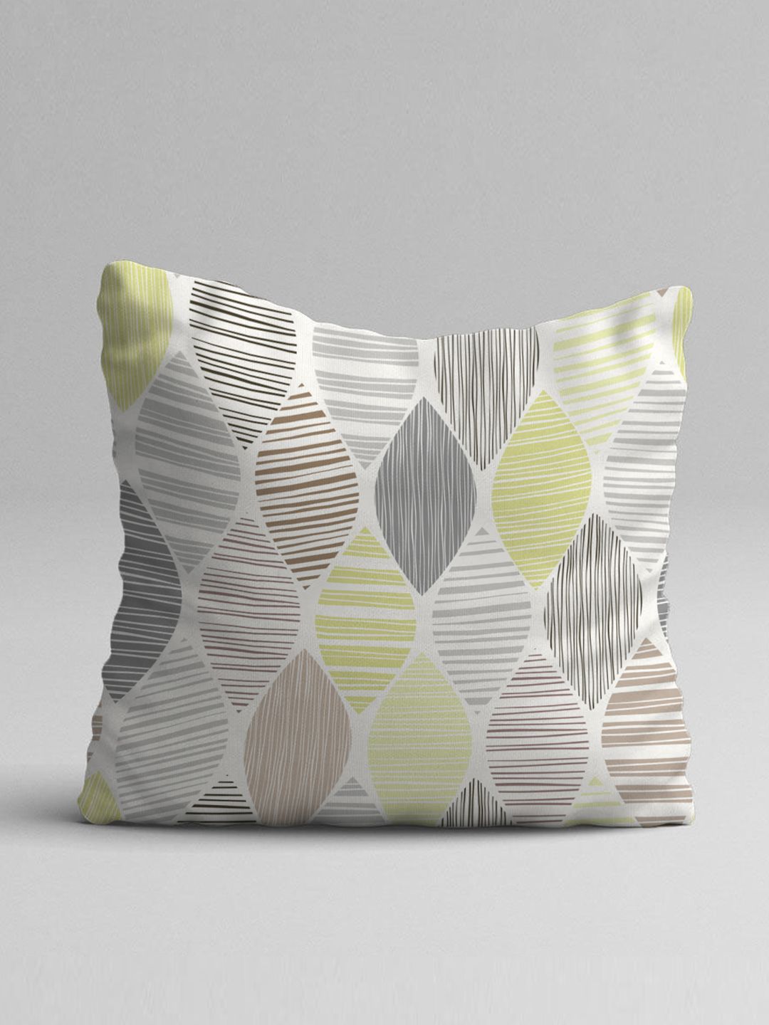 STITCHNEST White & Yellow Set of 5 Floral Square Cushion Covers