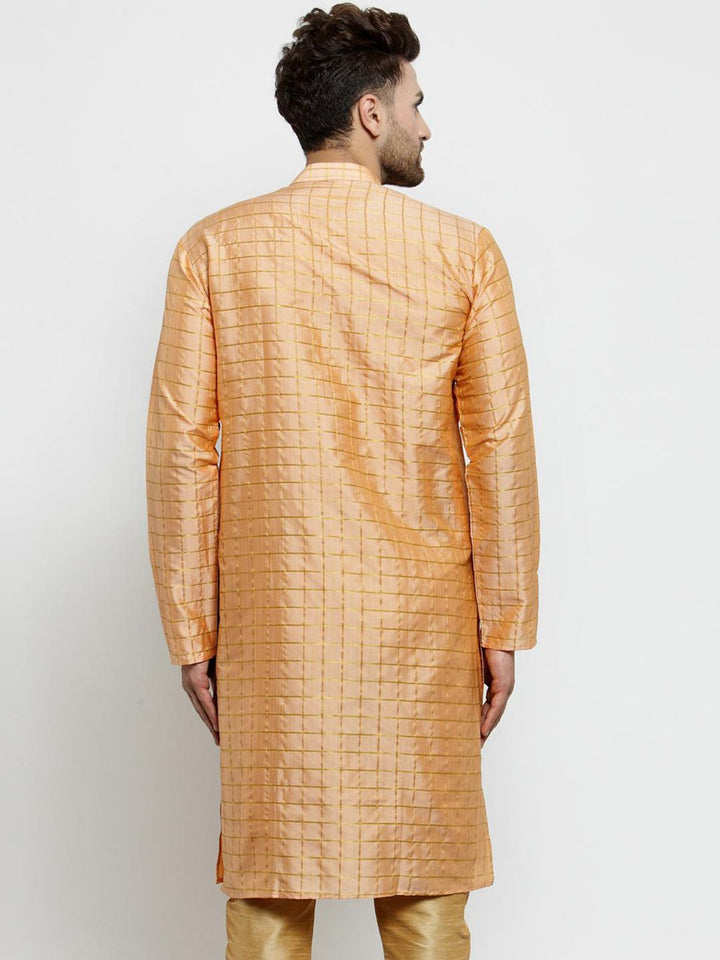 SOJANYA Kurta Lurus Berpetak Berwarna Emas Lelaki