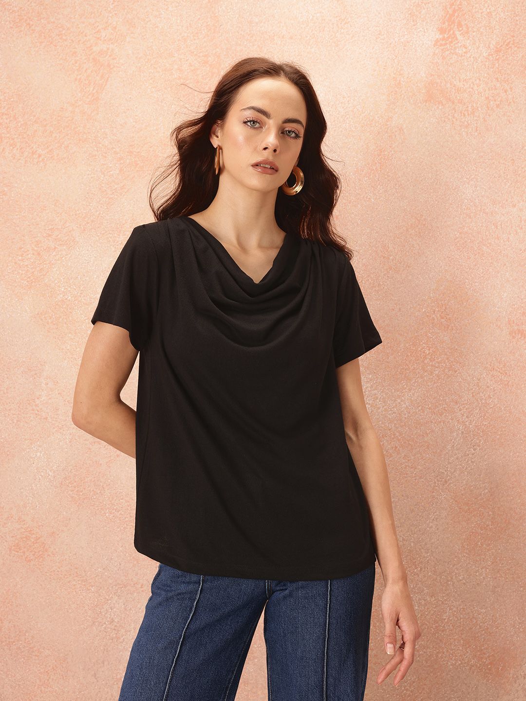 all about you Cowl Neck Solid Top