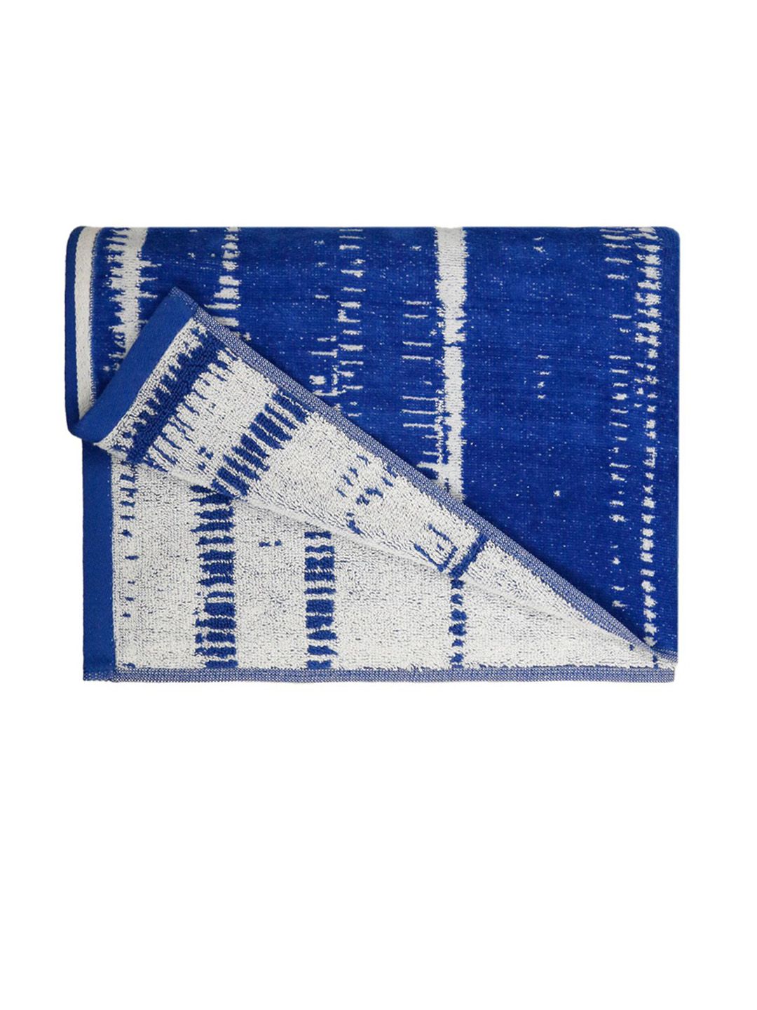 MYTRIDENT Blue & White Striped Printed Cotton 500 GSM Bath Towel