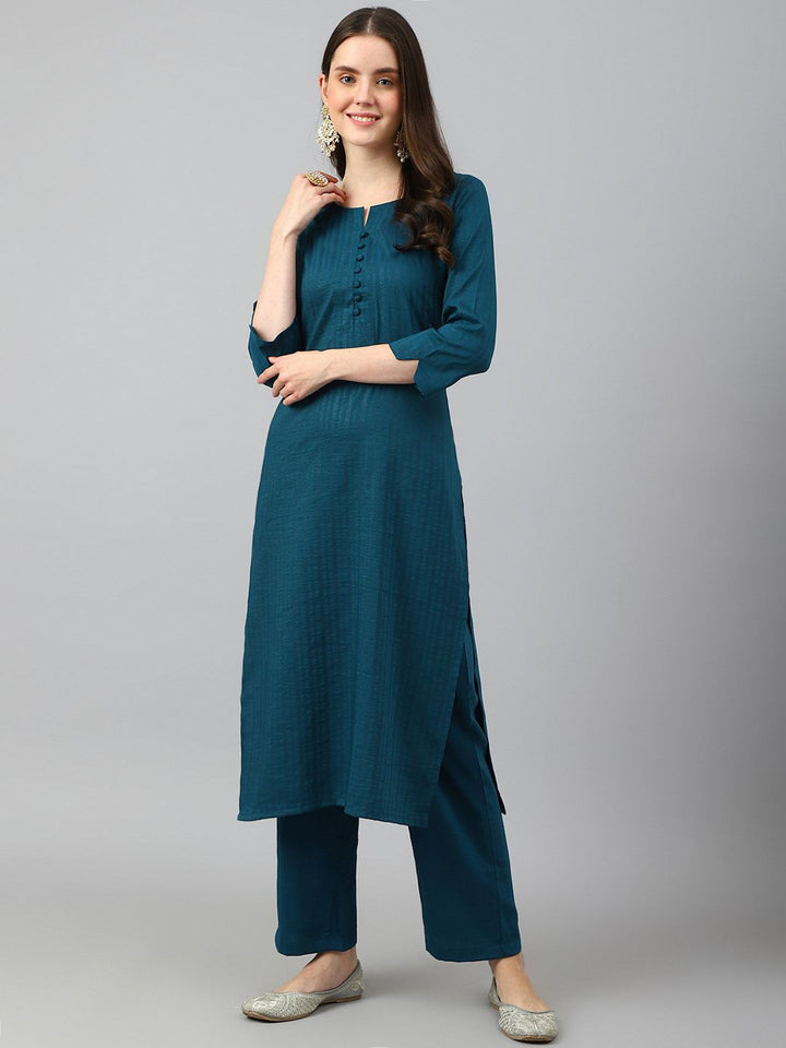 KALINI Stripes Printed Regular Kurta with Trousers