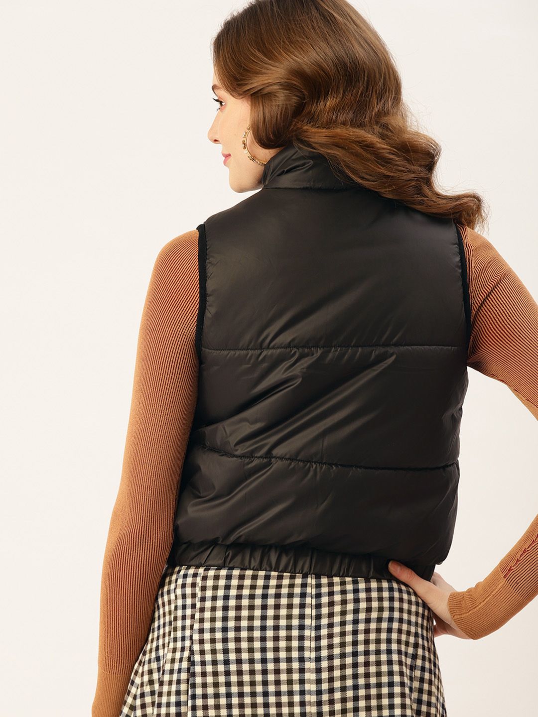 DressBerry Women Black Solid Padded Jacket