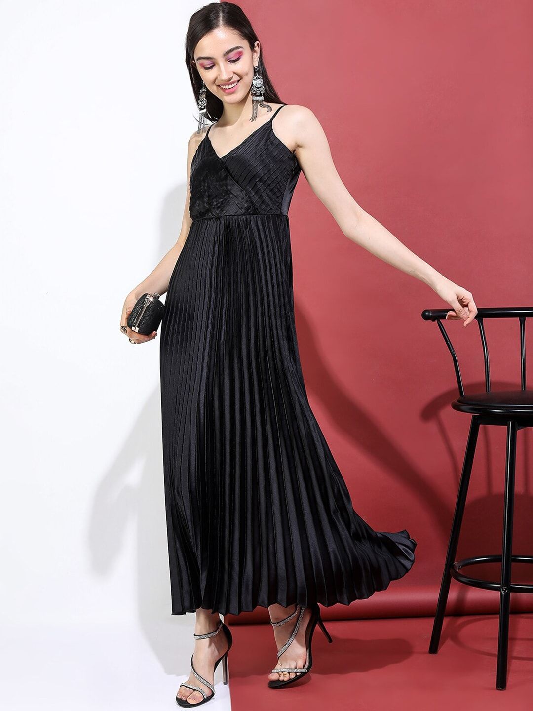 Tokyo Talkies Black Striped Maxi Dress