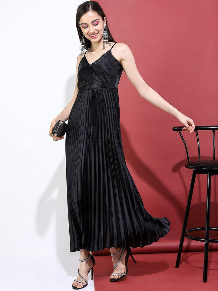 Tokyo Talkies Black Striped Maxi Dress