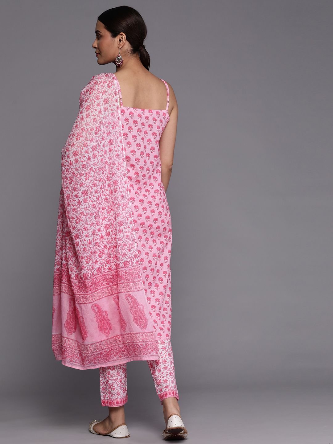 Libas Women Floral Printed Pure Cotton Kurta With Trousers & Dupatta