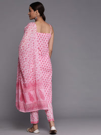 Libas Women Floral Printed Pure Cotton Kurta With Trousers & Dupatta