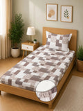 Moda Rapido X KLOTTHE Brown & White Geometric 400 TC Single Bedsheet with 1 Pillow Covers