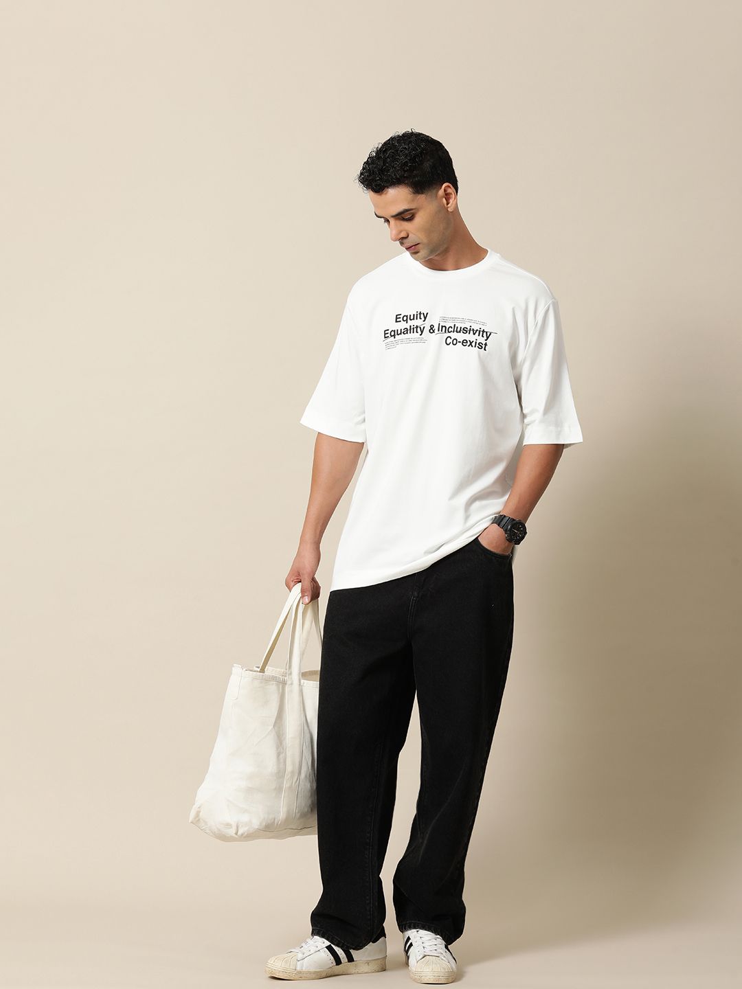 Mr Bowerbird Typography Printed Drop-Shoulder Sleeves Correction Oversized Tee
