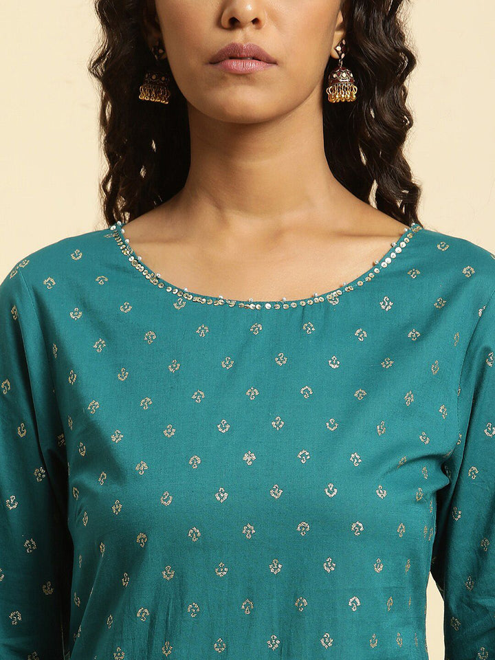 W Ethnic Motifs Printed Pure Cotton Anarkali Kurta