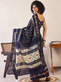 Saree mall Ethnic Motifs Poly Cotton Ready to Wear Ikat Sarees