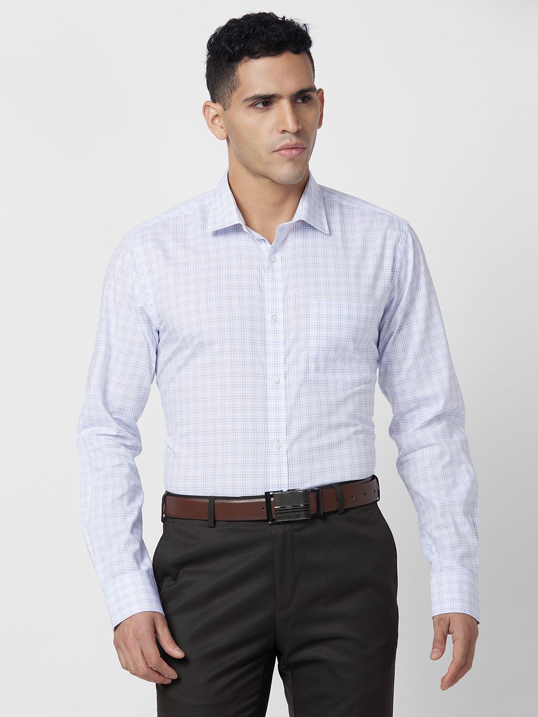 Park Avenue Pure Cotton Slim Fit Opaque Checked Formal Shirt