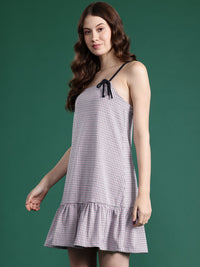 DressBerry Checked Drop-Waist Mini Dress