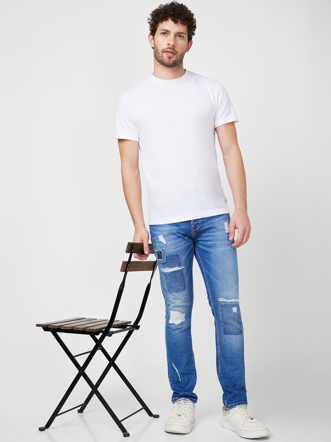 SPYKAR Men Mid-Rise Tapered Fit Highly Distressed Heavy Fade Stretchable Cotton Jeans