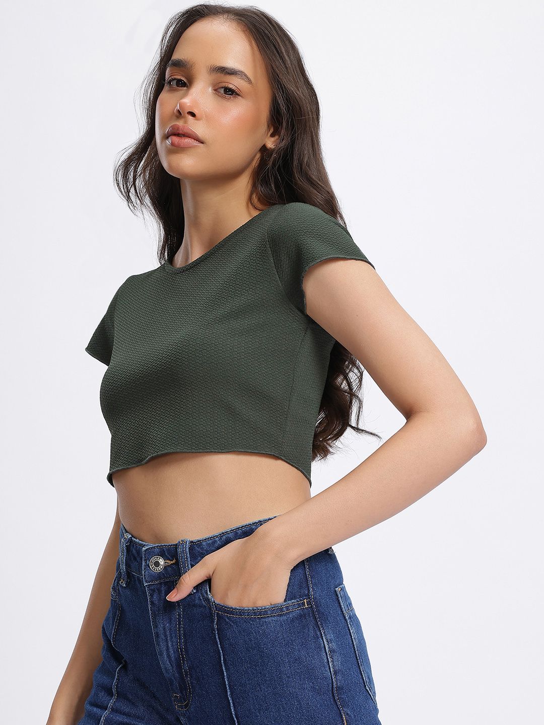 DressBerry Minimalist Muse Textured Crop Top
