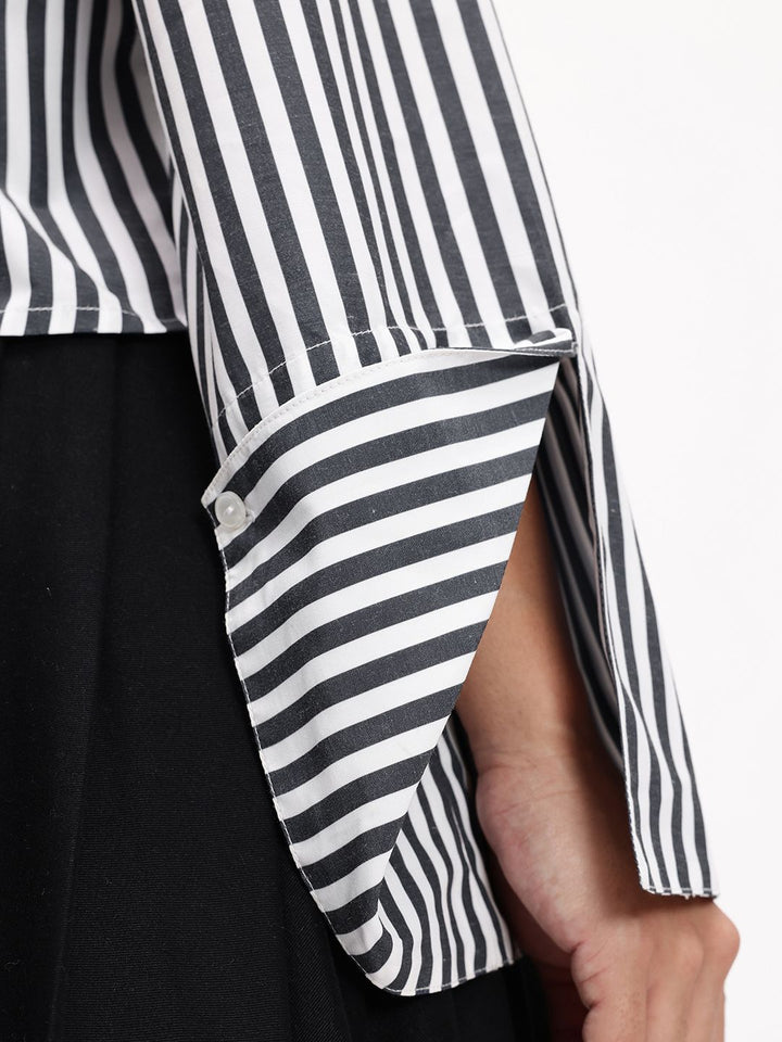 DressBerry Striped Story Slit Sleeves Season Shirt