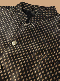SOJANYA Embeoidered Sequinned Pure Cotton Kurta with Churidar & Woven Design Nehru Jacket