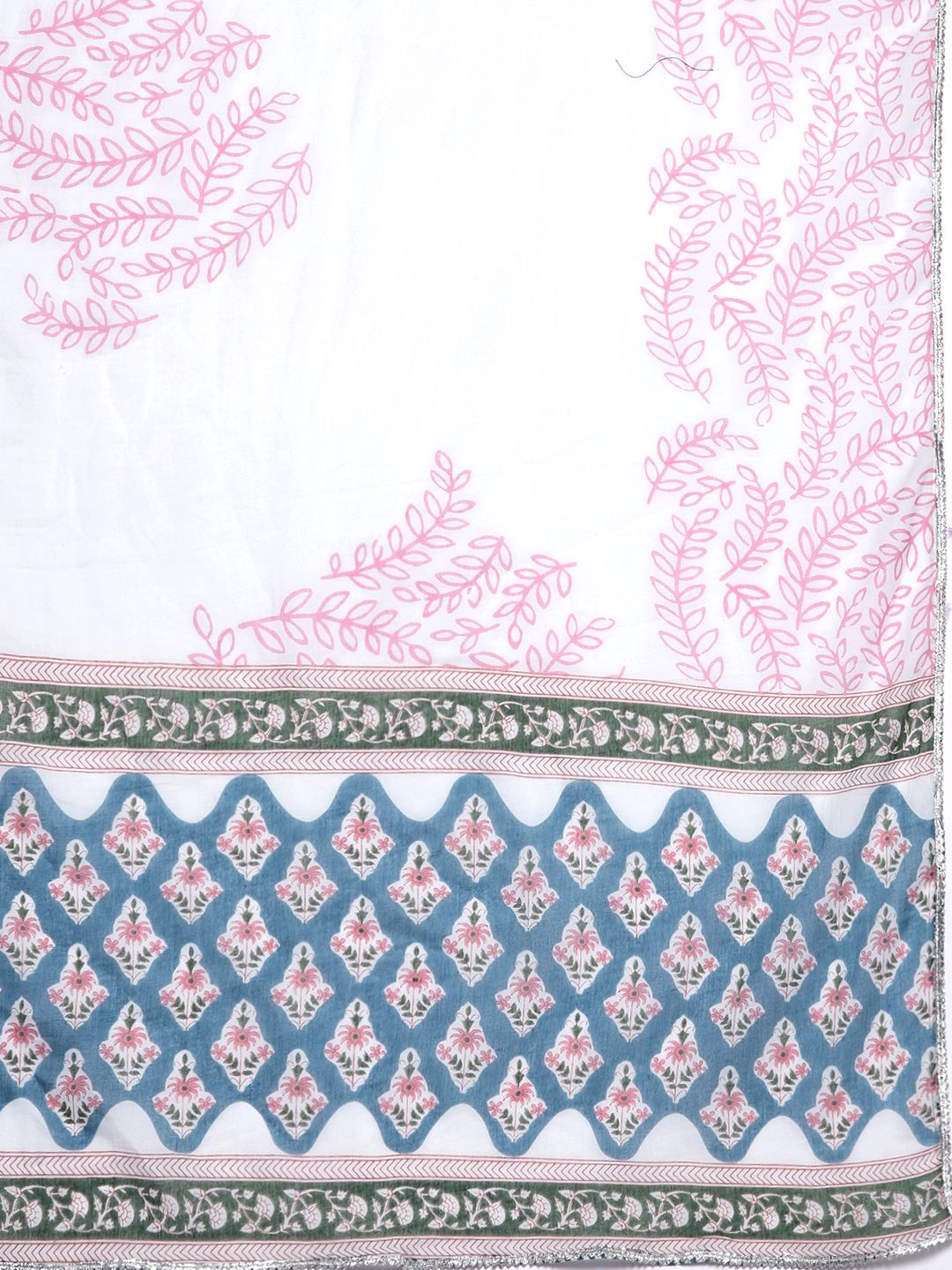 Libas Women Blue Floral Printed Pure Cotton Kurta with Trousers & With Dupatta