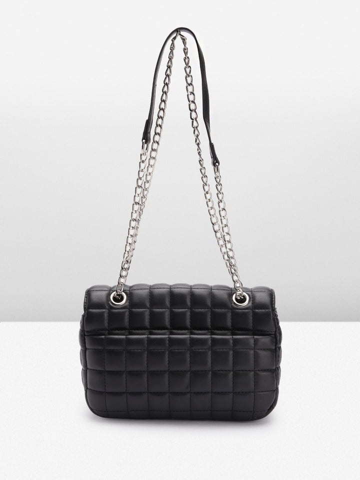 Lino Perros Geometric Textured Structured Shoulder Bag with Quilted Detail