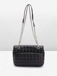 Lino Perros Geometric Textured Structured Shoulder Bag with Quilted Detail