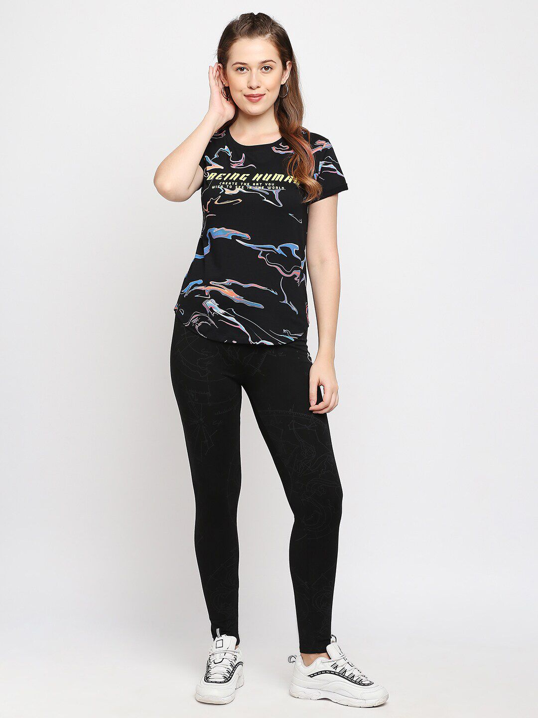 Being Human Abstract Printed Casual Cotton T-shirt