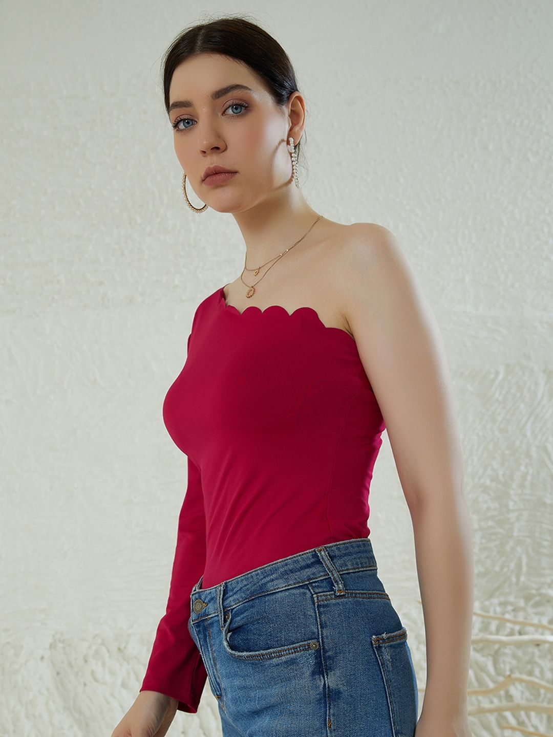 Berrylush One Shoulder Puff Sleeve Top