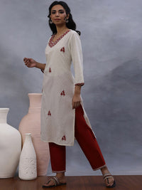 W Women Embroidered Mirror Work Kurta
