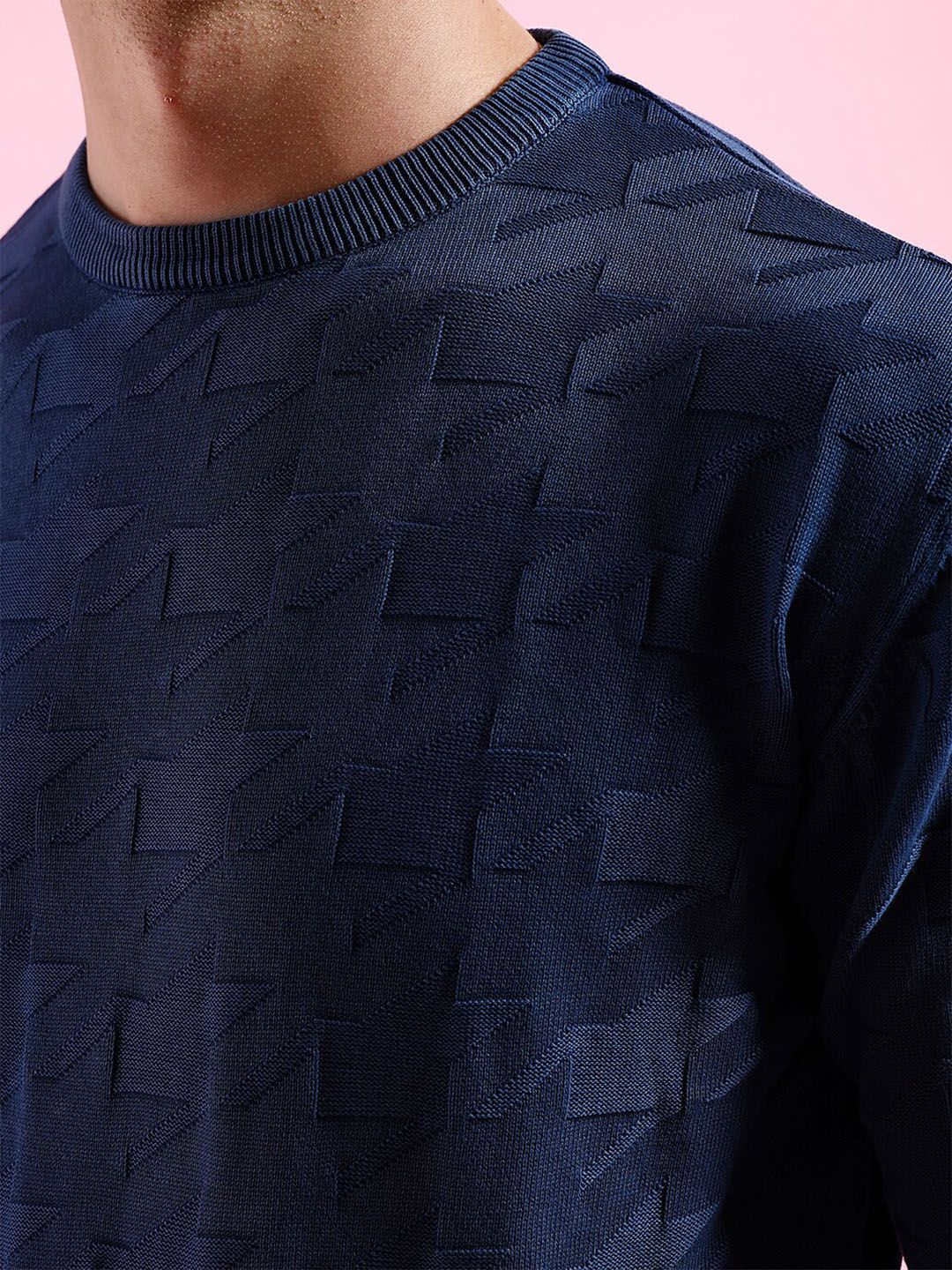 The Indian Garage Co Geometric Self Design Acrylic Pullover