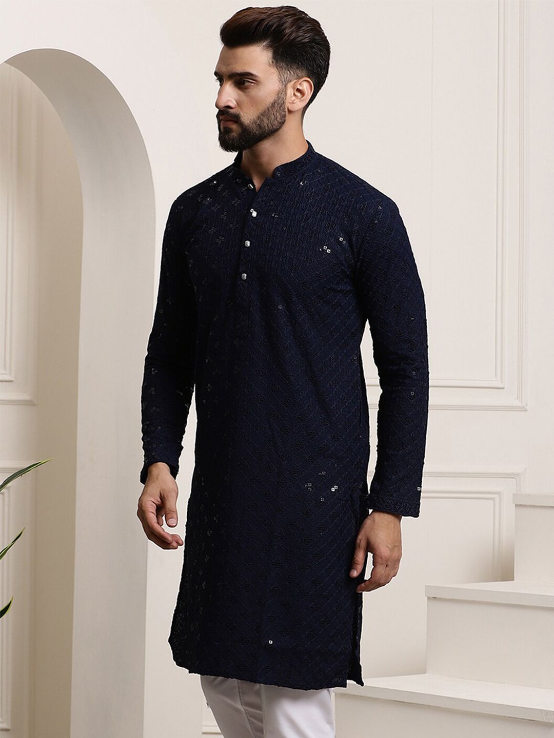 SOJANYA Kurta Lurus Labuci Sulam Etnik Kapas Tulen
