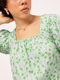 DressBerry Floral Fanatic Printed Pleated Crop Top