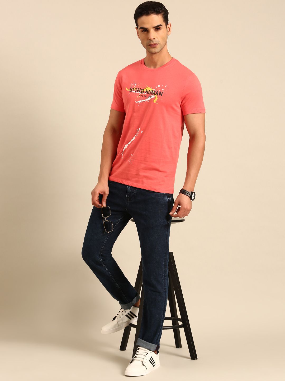 Being Human Brand Logo Printed Pure Cotton T-shirt