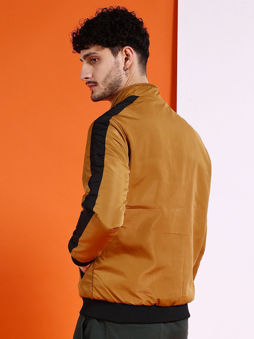 The Indian Garage Co Men Solid Regular Fit Bomber Jacket