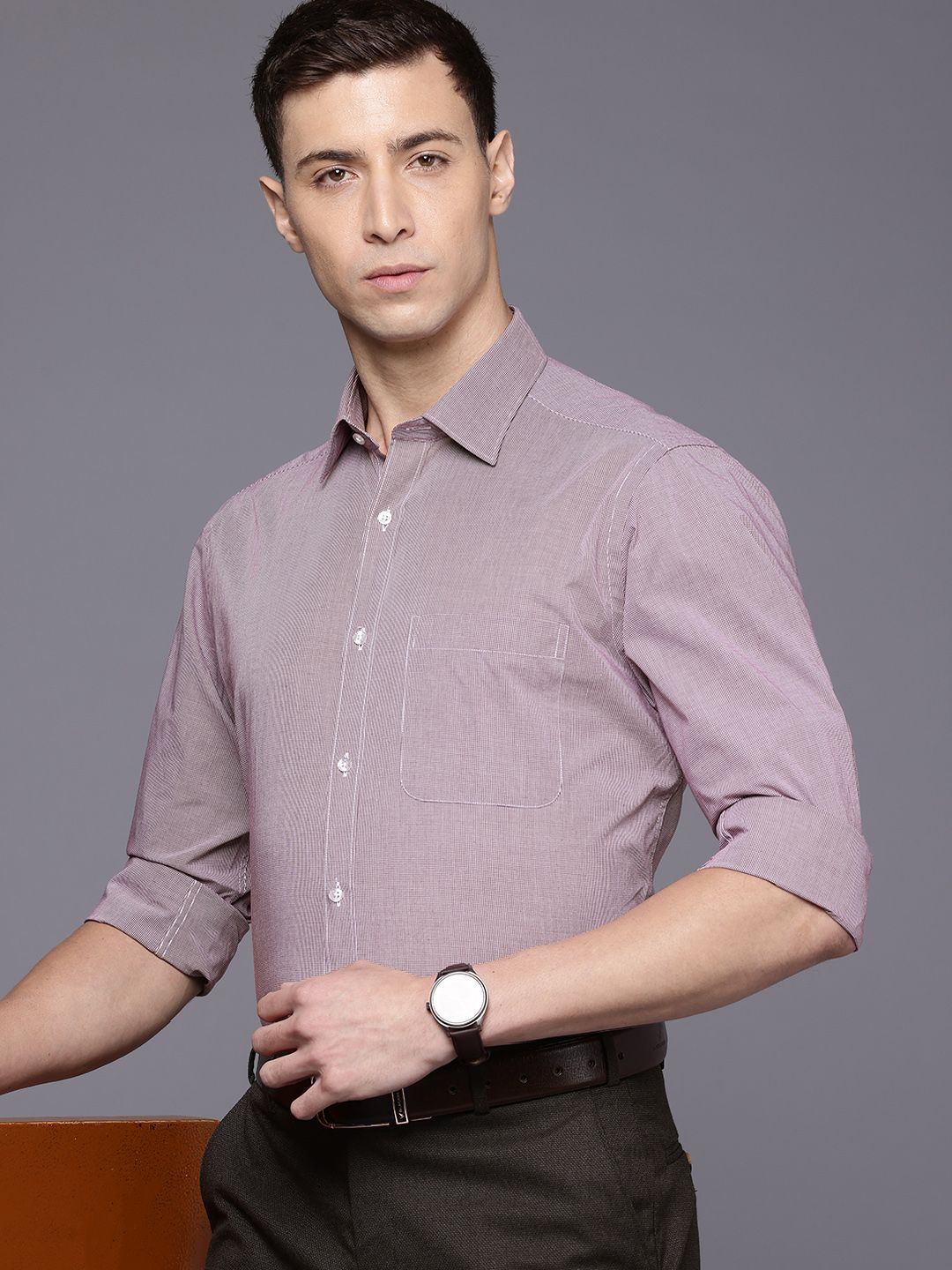 Raymond Slim Fit Checked Pure Cotton Formal Shirt