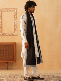 Jompers Floral Embroidered Thread Work Mandarin Collar Kurta with Pyjamas & Dupatta