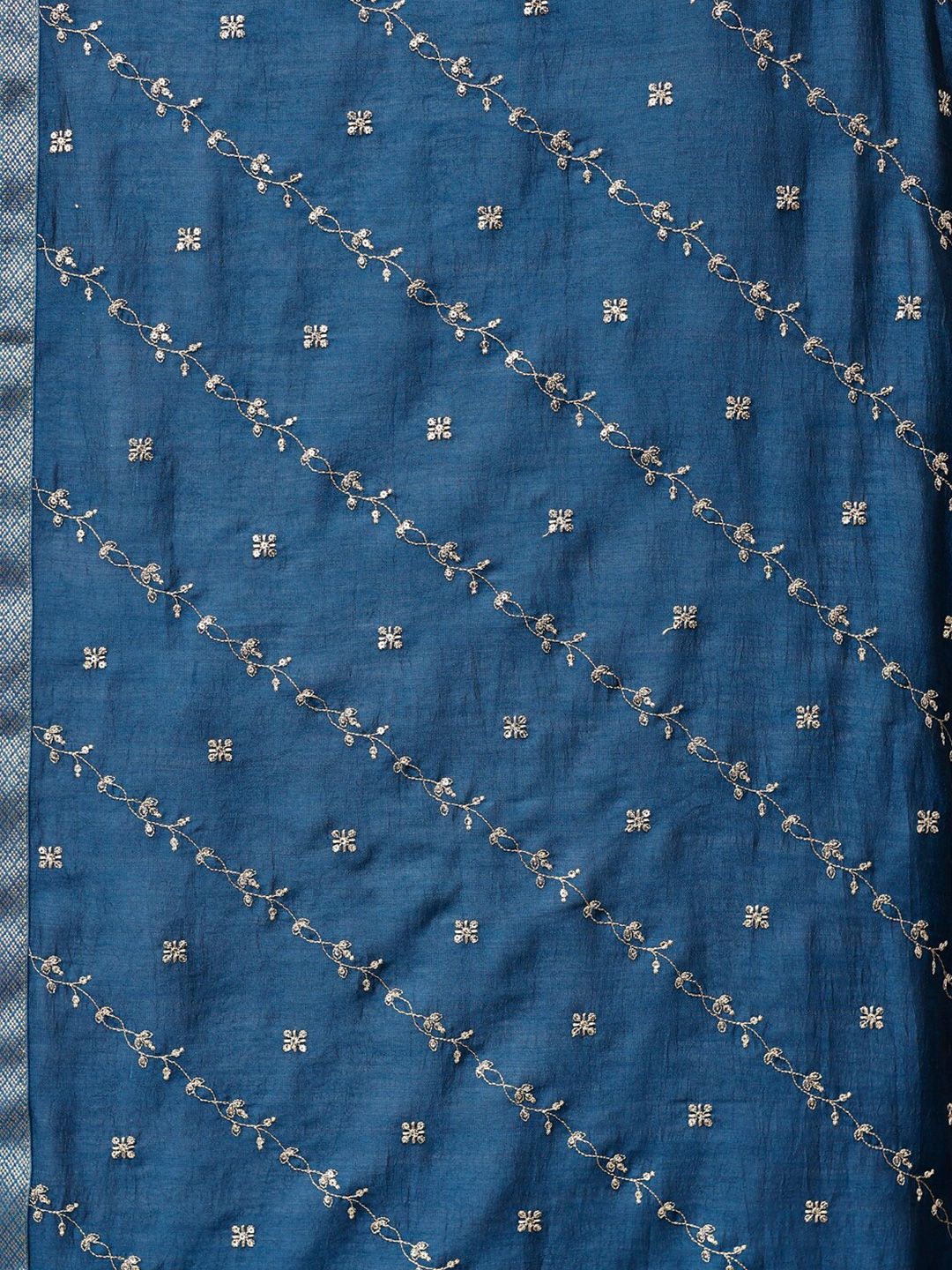 KALINI Embroidered Round Neck Straight Kurta & Trousers With Dupatta