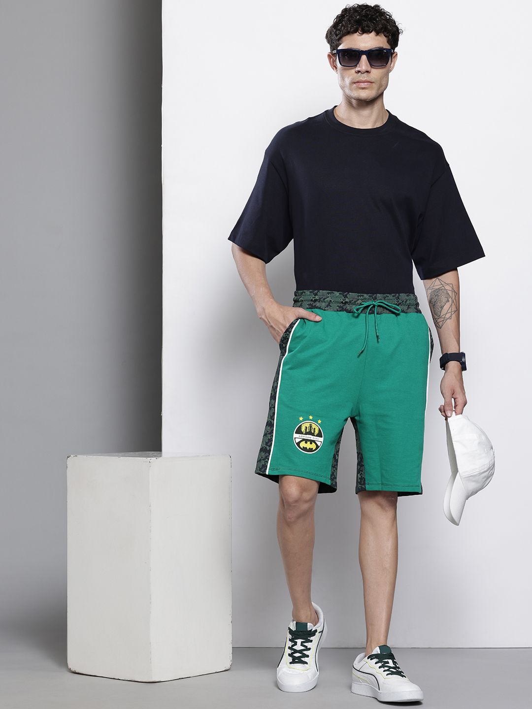 The Indian Garage Co Men Batman Camouflage Printed Shorts