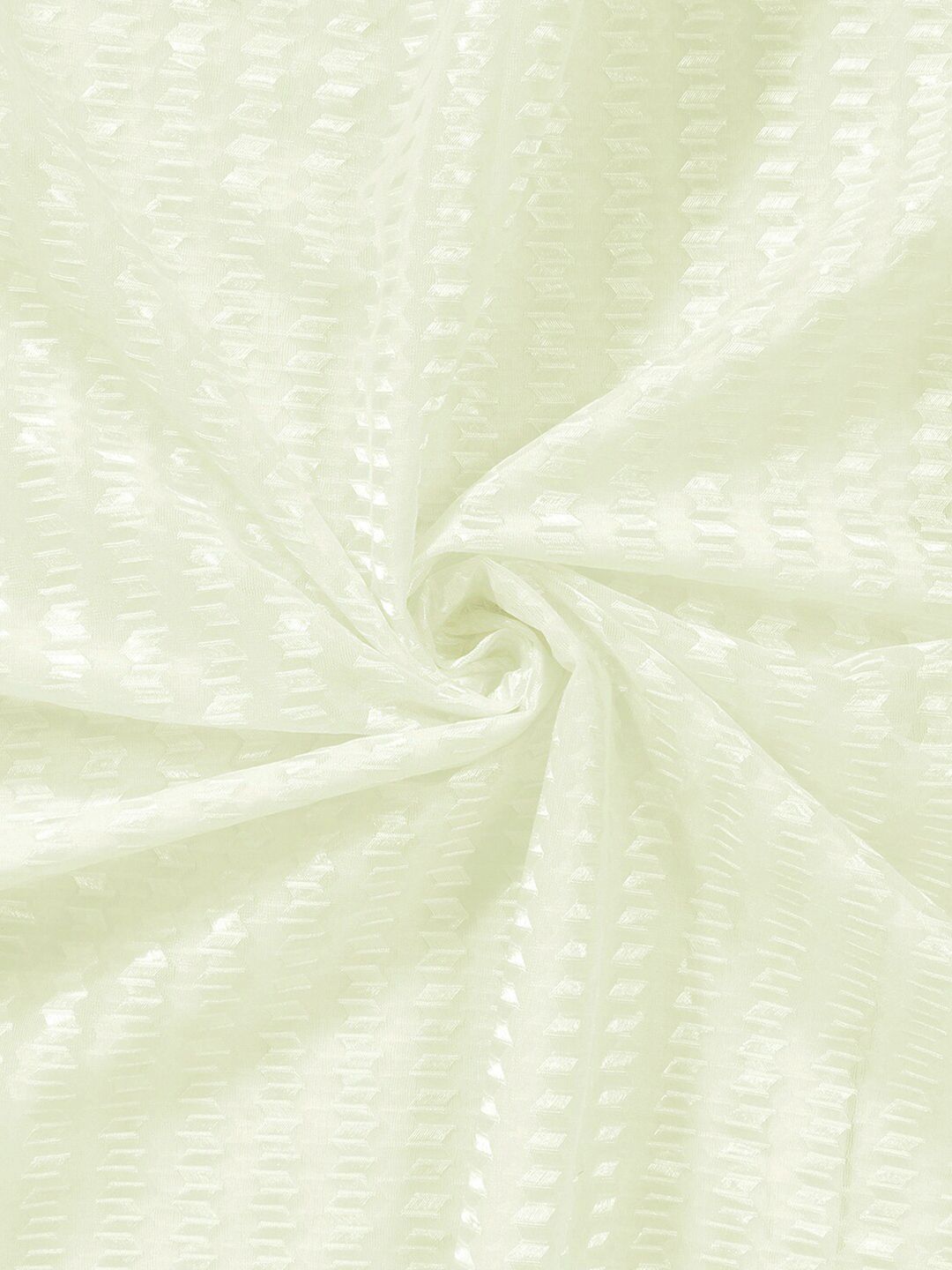 Story@home Cream Set of 2 Striped Sheer Window Curtain