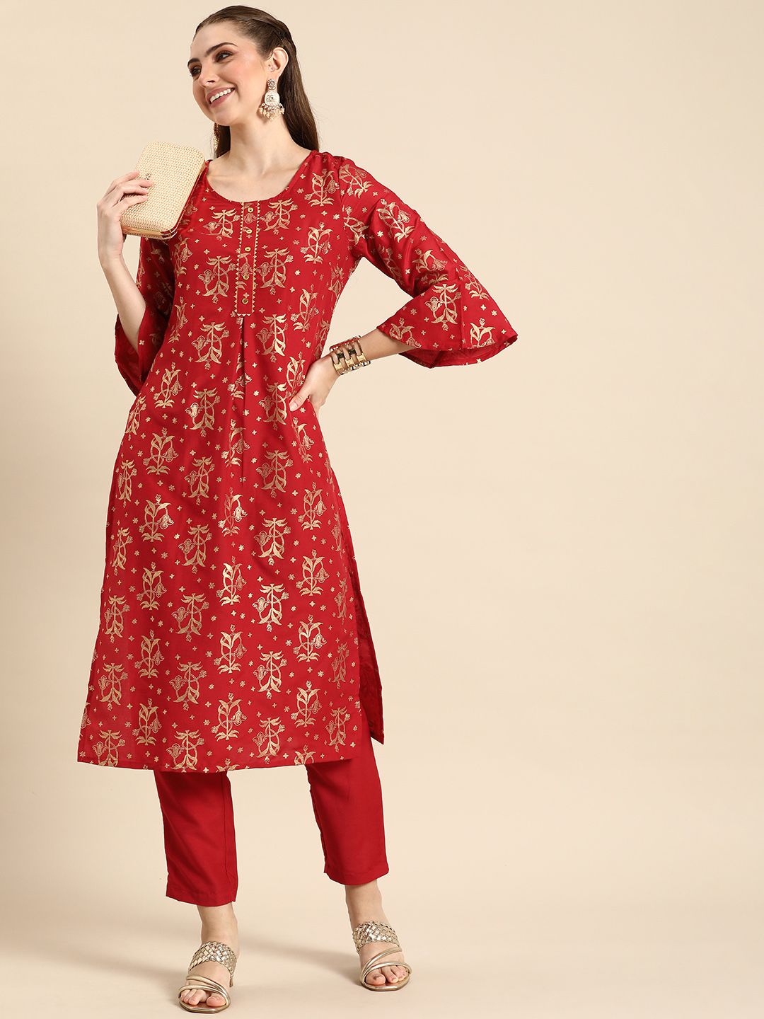 Anouk Ethnic Motifs Printed Regular Kurta with Trousers