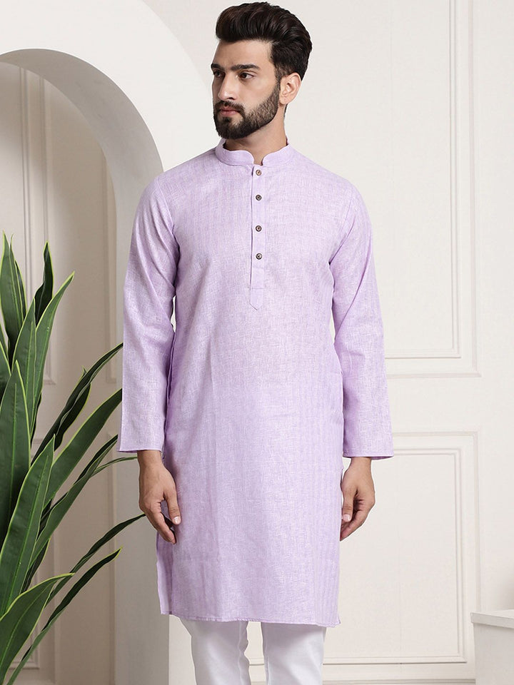 Anug by SOJANYA Men Lavender Checked Dobby Kurta