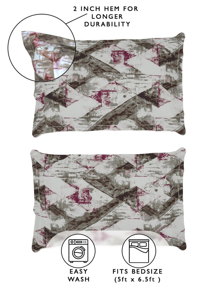 Story@home Arena Brown & Grey Printed 180 TC Queen Bedsheet & 2 Pillow Covers