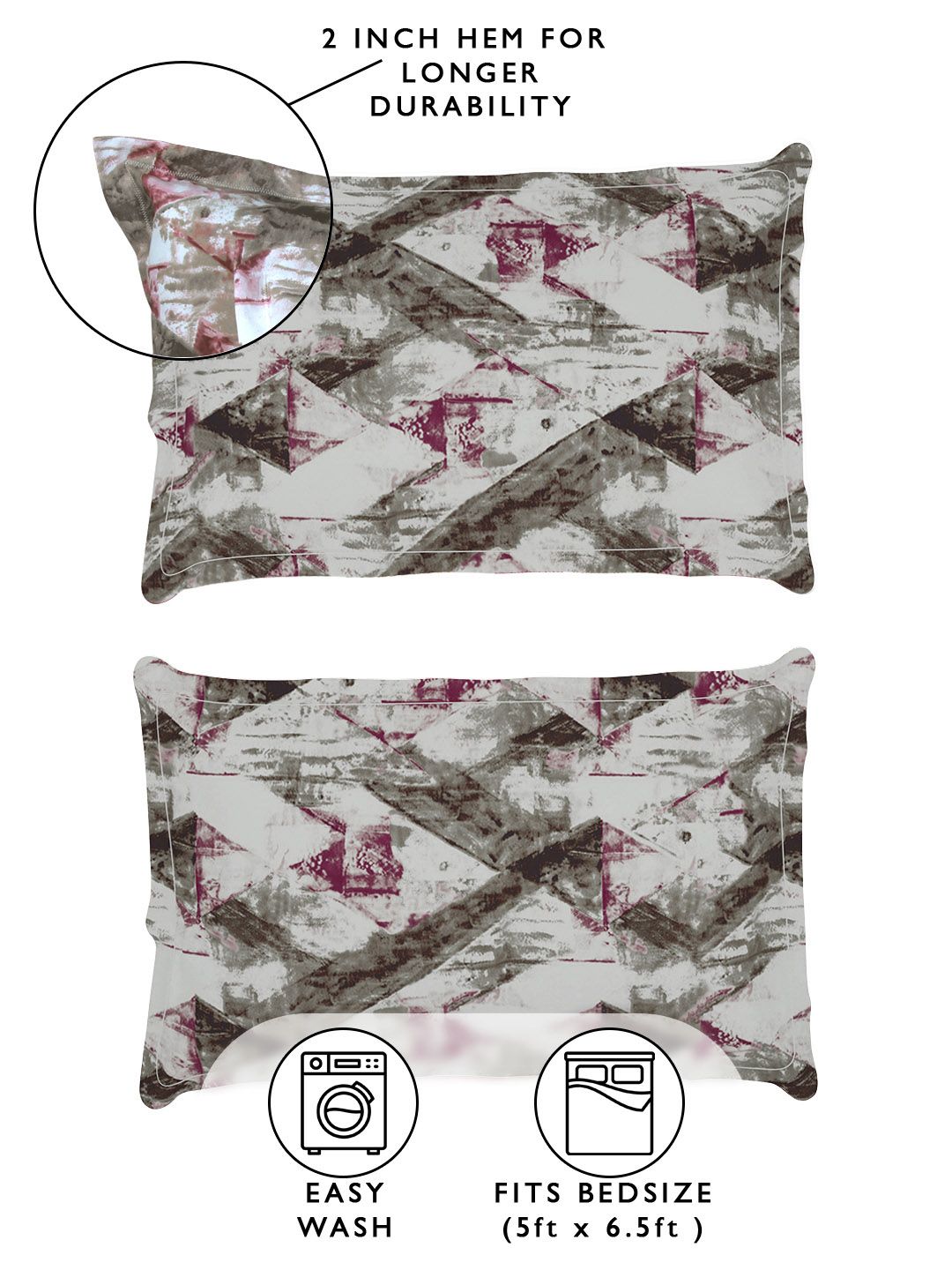 Story@home Arena Brown & Grey Printed 180 TC Queen Bedsheet & 2 Pillow Covers