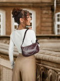 Lino Perros Coffee Brown Croc Textured Baguette Bag