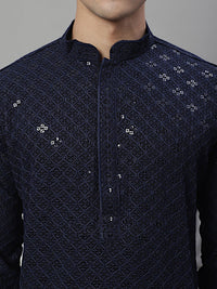 Jompers Geometric Chikankari Embroidered Kurta With Pyjamas