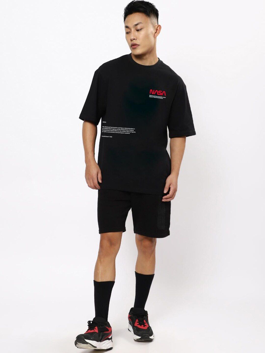 Bewakoof Men NASA Out Of The Space Graphic Printed Oversized T-shirt